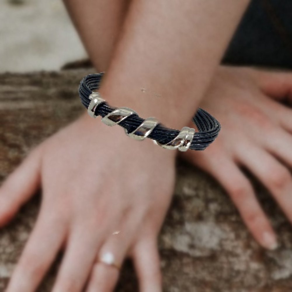 Stainless Steel Twist on Black Band - Picture 4 of 4